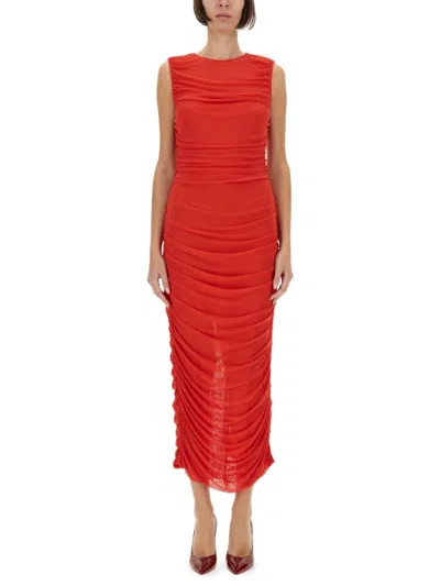 Rotate Birger Christensen Draped Red Maxi Dress
