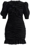 Rotate Birger Christensen Draped Satin Mini Dress In Black