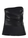 Rotate Birger Christensen Faux Leather Strapless Top In Black