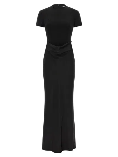 Rotate Birger Christensen Draped Structured Bodice Dress In Black