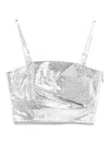 Rotate Birger Christensen Draped Braided Top In Silver