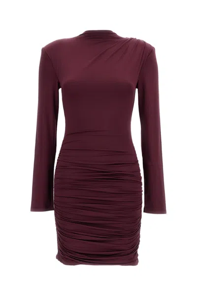 Rotate Birger Christensen Draped Ruched Mini Dress In Burgundy