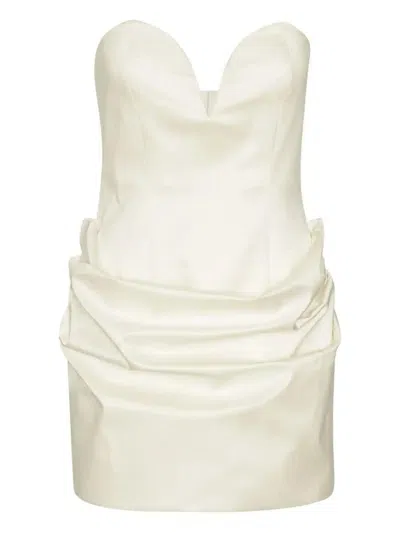 Rotate Birger Christensen Sweetheart-neck Draped Minidress In White
