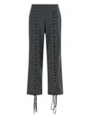 Rotate Birger Christensen Lacing Trousers Elastic Waistband Side Pockets In Gray