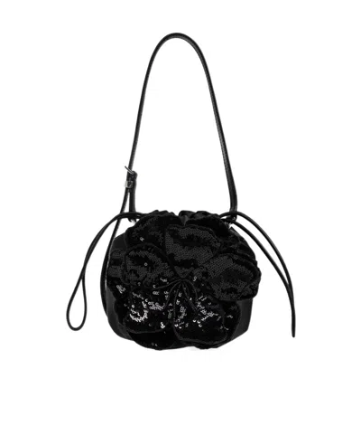 Rotate Birger Christensen Drawstring Shoulder Bag In Black
