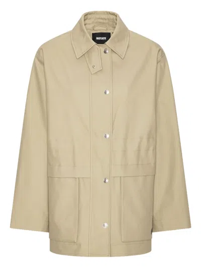 Rotate Birger Christensen Drawstring Twill Jacket In Neutral