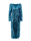 Rotate Birger Christensen Rotate V-neck Sequin Embellished Midi Dress In Blue