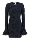 Rotate Birger Christensen Rotate Tulle Dress With All-over Rose Details In Blue