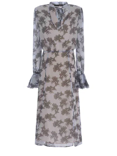 Rotate Birger Christensen Rotate Chiffon Floral Printed Bow Midi Dress In Multi