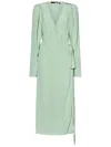 Rotate Birger Christensen Misty Jade Midi Dress In Recycled Polyester In Green