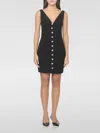 Rotate Birger Christensen Rotate V-neck Mini Dress With Decorative Front Buttons In Black