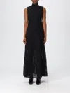 Rotate Birger Christensen Black Maxi Dress In Recycled Polyester Floral Mesh In Black