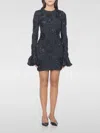 Rotate Birger Christensen Womens Navy Rosita Floral-applique Mesh Mini Dress In Blue
