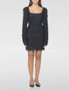 Rotate Birger Christensen Rotate Intricate Lace Dress With Wide Neckline In Blue