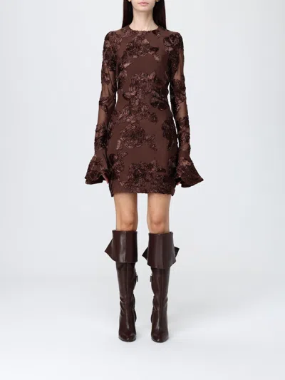 ROTATE BIRGER CHRISTENSEN DRESS ROTATE WOMAN COLOR BROWN,H48017032