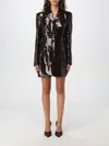 Rotate Birger Christensen Single-breasted Sequined Mini Blazer Dress In Braun