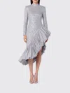Rotate Birger Christensen Rotate Birgerchristensen  Asymmetrical Silver Dress With Sequins In Metallic