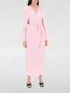 Rotate Birger Christensen Rotate Birgerchristensen Satin Wrap Midi Dress With A Crossover In Pink