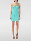 Rotate Birger Christensen Sweetheart-neck Jacquard Minidress In 绿松石蓝