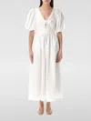 Rotate Birger Christensen Rotate Puff Sleeve Midi Dress In White