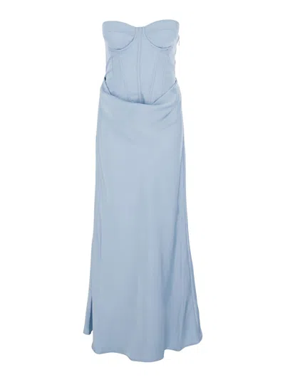 Rotate Birger Christensen Dress Satin Corset Maxi Dress Blue In Polyester For Women