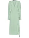 Rotate Birger Christensen Rotate Wrap Midi Dress With Deep V-neckline In Green