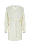 Rotate Birger Christensen Rotate Sequin Embroidered Wrap Dress In White