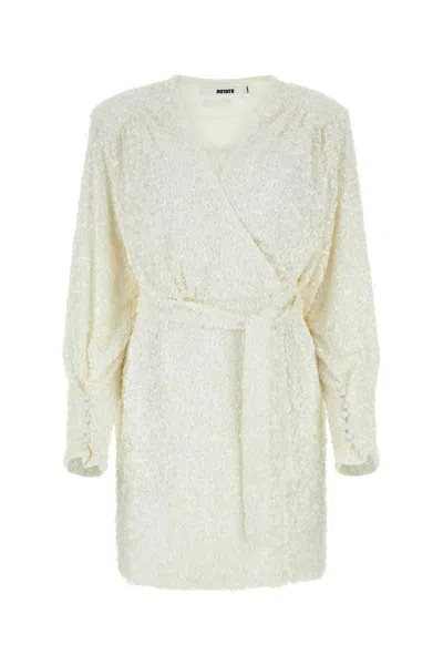 Rotate Birger Christensen Rotate Sequin Embroidered Wrap Dress In White