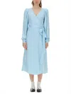Rotate Birger Christensen Abito Midi A Portafoglio A Pois In Blue