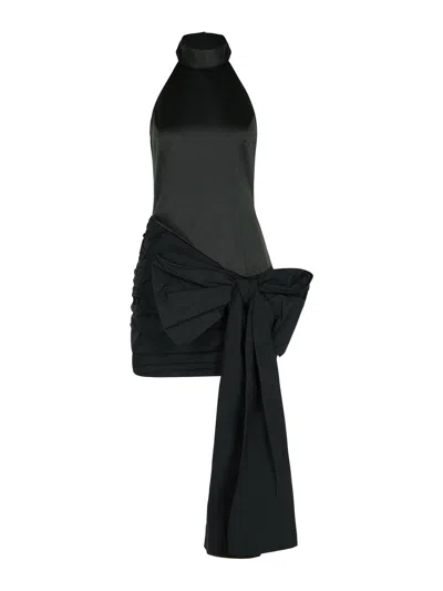 ROTATE BIRGER CHRISTENSEN DRESS WITH BOW IN BLACK POLYESTER