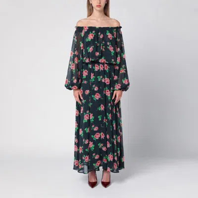 Rotate Birger Christensen Dress With Floral Pattern In Recycled Polyester In Blue