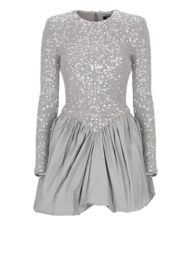 Rotate Birger Christensen Dress With Paillettes In Gray