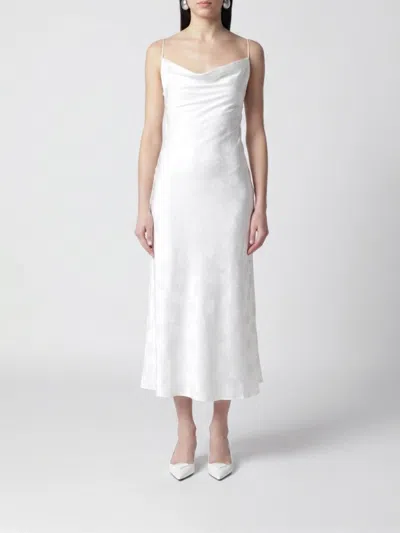 Rotate Birger Christensen Damask Floral Jacquard Midi Dress In White