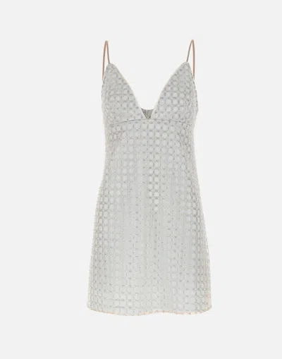 Rotate Birger Christensen Beaded Pastel Blue A Line Dress In Gray