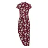 Rotate Birger Christensen Rotate Asymmetric Red Dress With Floral Embroidery And Short Sleeves