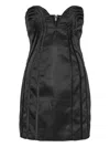 Rotate Birger Christensen Black Satin Mini Dress With Sweetheart Neckline In Black