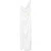 Rotate Birger Christensen Draped Satin Dress In Beige
