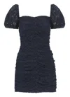 Rotate Birger Christensen Rotate Micro Lace Dress With Balloon Sleeves In Black