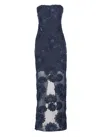 Rotate Birger Christensen Rotate Tulle Dress With All-over Rose Details In Blue