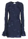Rotate Birger Christensen Womens Navy Rosita Floral-applique Mesh Mini Dress In Blue