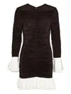 Rotate Birger Christensen Ruched Long-sleeved Mini Dress In Brown