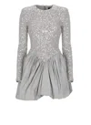 Rotate Birger Christensen Sequined Asymmetric Minidress In Gray