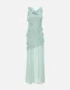 Rotate Birger Christensen Darly Embellished Flower Long Dress In Green