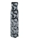 Rotate Birger Christensen Long Dress With All-over Floral Motif And Semi Sheer Lower Part In Tech Fabric In Multicolor