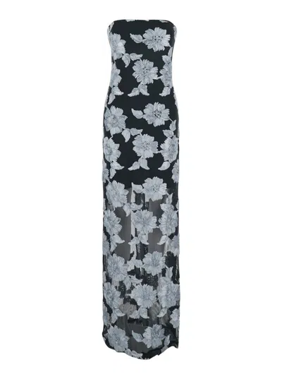 ROTATE BIRGER CHRISTENSEN MULTICOLOR LONG DRESS WITH ALL-OVER FLORAL PRINT