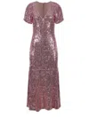 Rotate Birger Christensen Rotate Birgerchristensen Sequins Midi V-neck Dress In Pink
