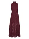 Rotate Birger Christensen Abito Lungo Floreale Bordeaux In Red