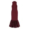 Rotate Birger Christensen Ruffled-hem Maxi Dress In Red