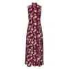 Rotate Birger Christensen Womens Asyna Floral-embroidered Mesh Maxi Dress Zinfandel In Burgundy