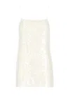 Rotate Birger Christensen Rotate Ivory Paillette-embellished Dress With Straight Neckline In Silver